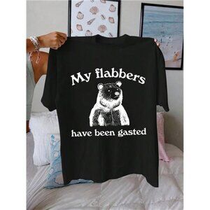 Women's Casual Minimalist Animal Slogan Print Round Neck T-Shirt